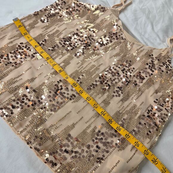 Shein NWT mesh sequin cami top Large 8/10 gold cream - Picture 11 of 13
